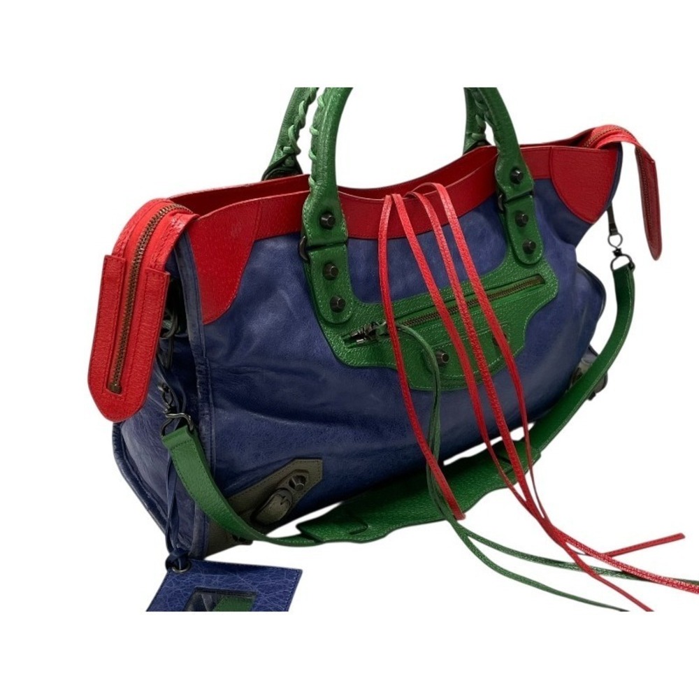 BALENCIAGA The City Giant Bag Handbag Shoulder Red Blue Green - Picture 4 of 10